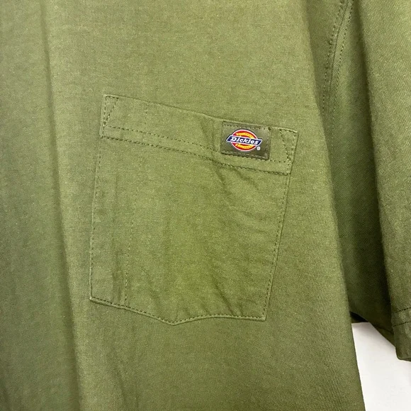 Dickies Olive Green Short Sleeve Tee with Chest Pocket - Picture 2 of 6